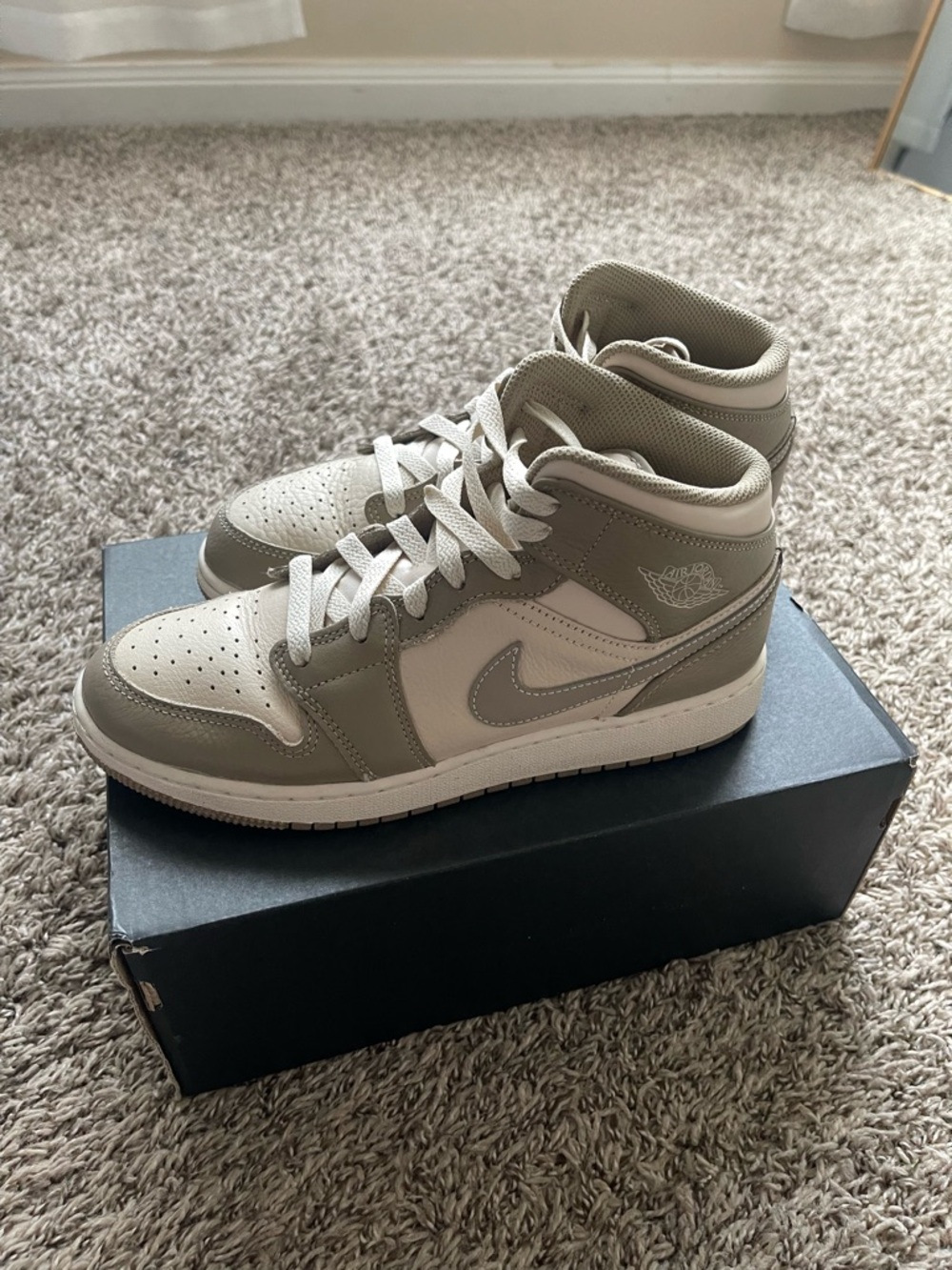 Nike Air Jordan 1 Mid Taupe and Off-White